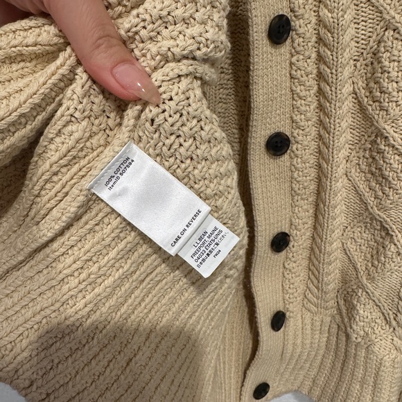 Signature L.L Bean Cotton Fisherman Sweater, Short Cardigan - Picture 5 of 5